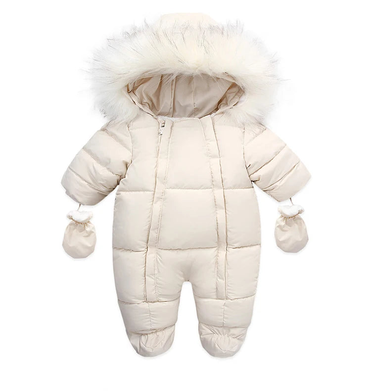 0-24 Months Newborn Baby Jumpsuit Winter Cotton Baby Romper With Gloves Hooded Thicken Boys Snowsuit Girl Clothing Set