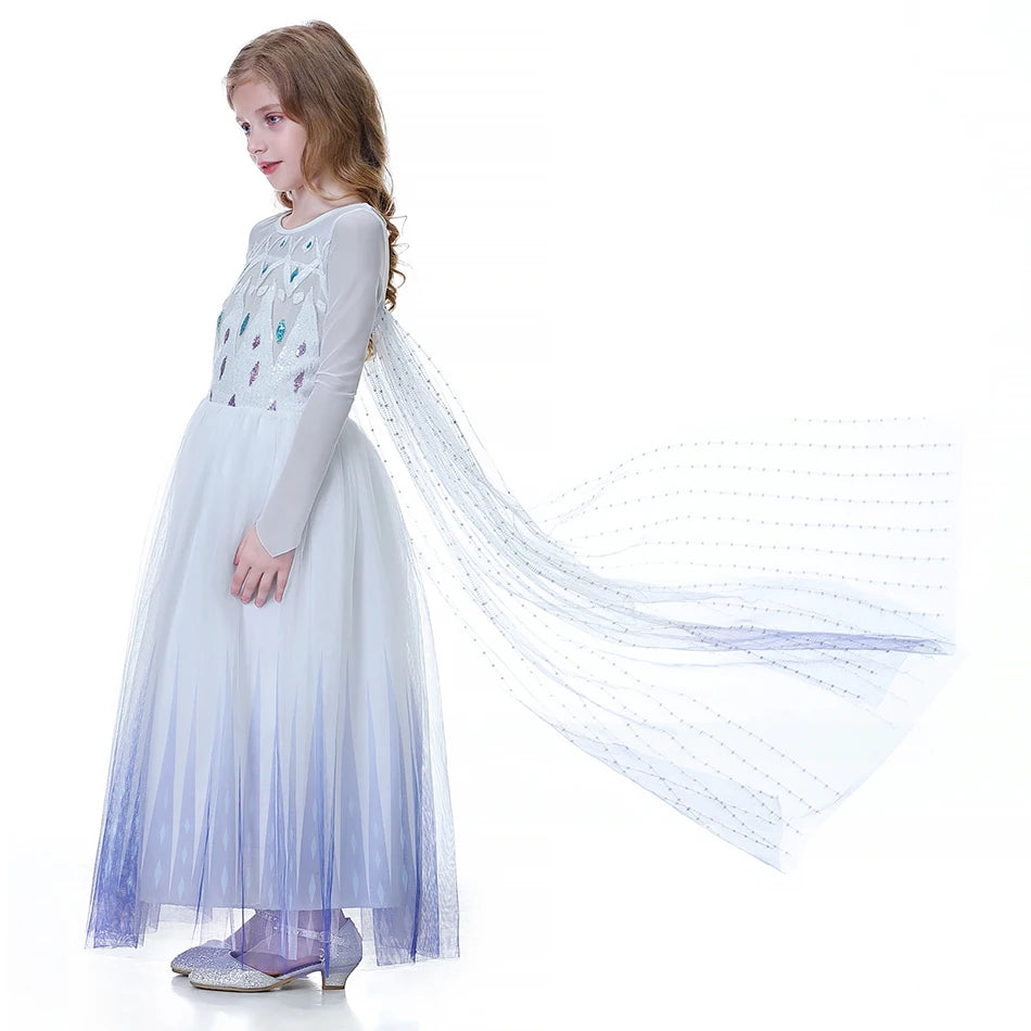 Elsa Anna 2 Dress Girls Princess Carnival Party Halloween Cosplay Costume Snow Queen Vestido Children Clothing For 2-12 Years