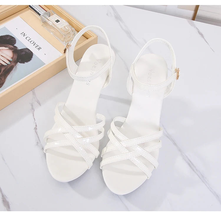 High Heel Sandals Women Shoes 2020 Summer New Slippers Red Fine Heel Patent Leather Women Open Toe Plus Size Sexy Ladies Banquet