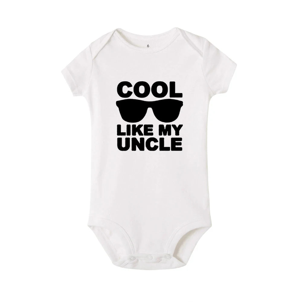 Cool Like My Uncle Newborn Baby Short Sleeve Romper Toddler Girl Boy Summer Clothes Ropa Outfit Infant Girl Clothes Best Present