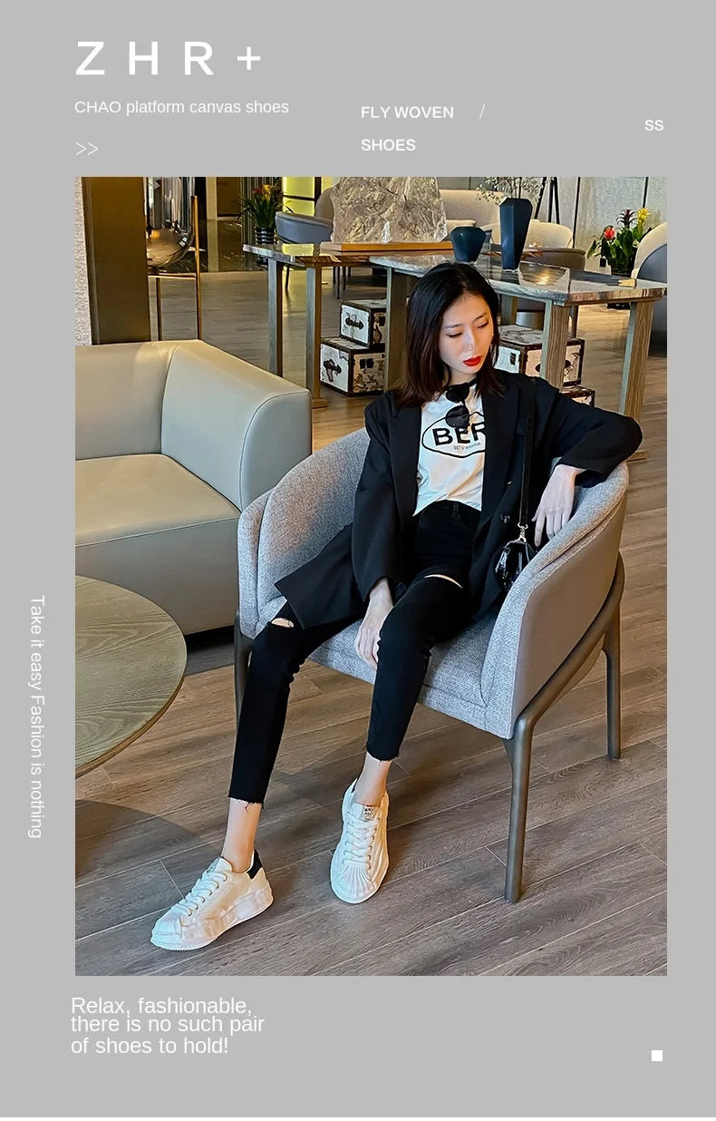 Black Canvas Shoes Woman Vulcanize Shoes Ladies Sneakers Shoes for Women 2025 Platform Sneakers Casuales Trainers Sneakers Women