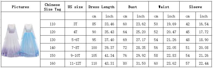 Elsa Anna 2 Dress Girls Princess Carnival Party Halloween Cosplay Costume Snow Queen Vestido Children Clothing For 2-12 Years