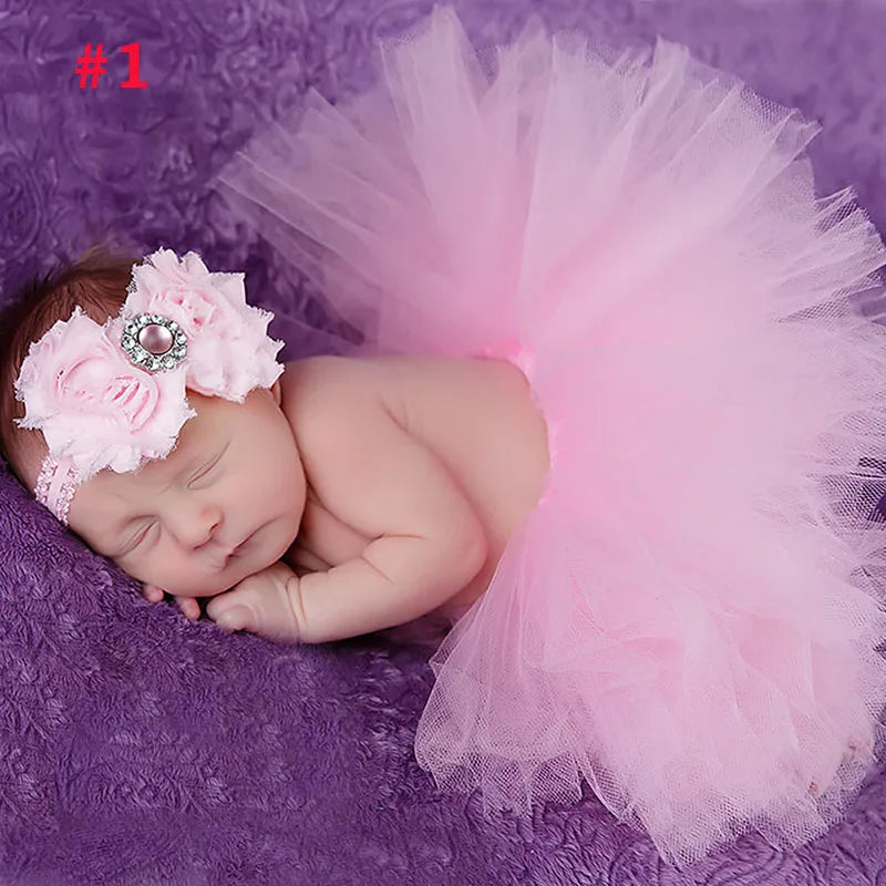 Pale Pink Baby Tutu Skirt and Headband Set Newborn Photography props Infant Cake Smash Tutus Outfit Shower Gift