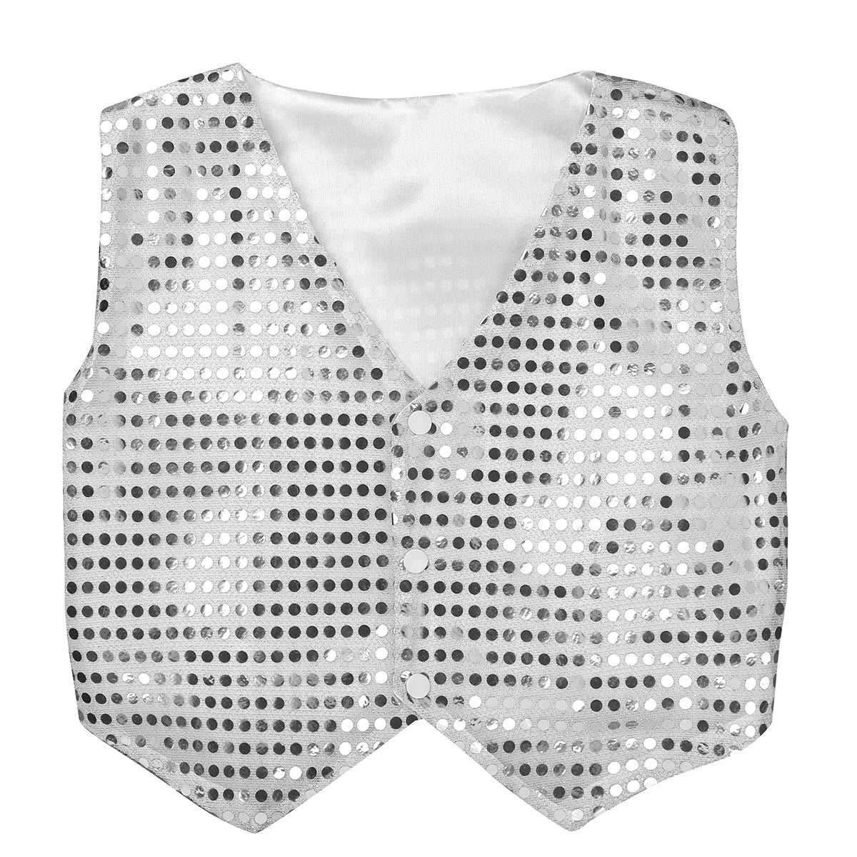 Children Boys Girls Shiny Sequin Vest Waistcoat Hip Hop Jazz Street Dance School Choir Costume Halloween Carnival Party Clothes