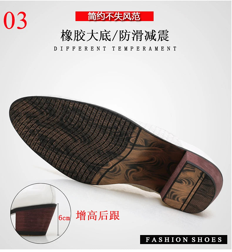 Man Dress High Heel Shoes Handmade Italian Style Party Wedding Men Shoes High Quality Leather Business Formal Elevator Shoes Men
