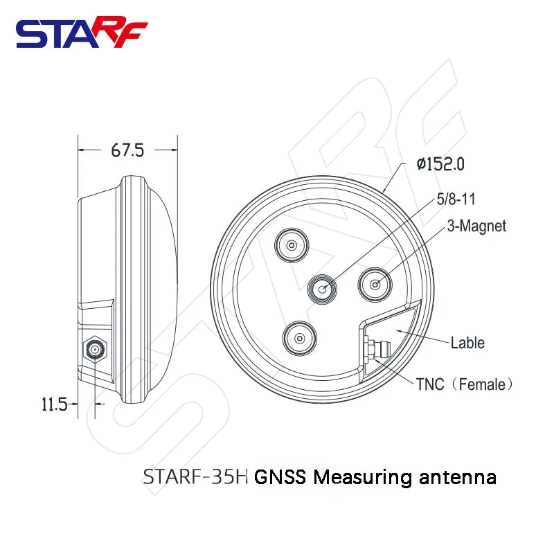 High Performance GNSS Antenna STA-35H RTK GPS L1 L2 L5 Galileo Glonass Car Roof For Agricultural AG35 Replace Trimble AG25 AN600