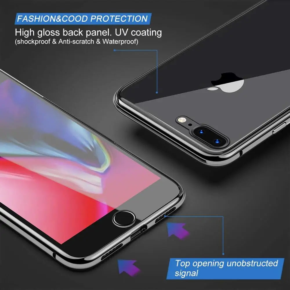 Magnetic Adsorption Case Metal Frame Tempered Glass Back with Built-in Magnet Cover For iPhone 7/8 Plus/iPhone SE 2020 2022