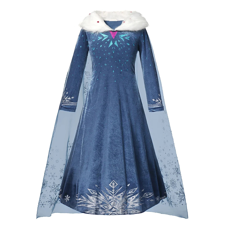 Elsa Anna 2 Dress Girls Princess Carnival Party Halloween Cosplay Costume Snow Queen Vestido Children Clothing For 2-12 Years