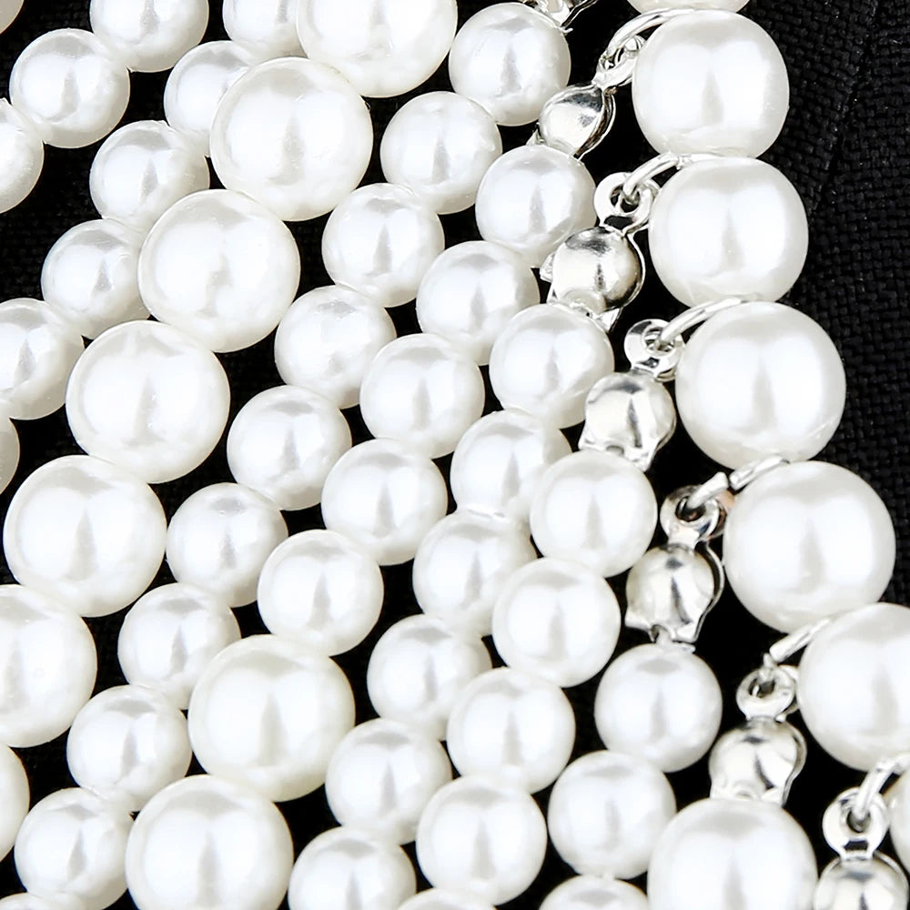Sexy Pearl Body Chain For Women Necklaces Shawl Female Punk Style Beaded Collar Shoulder Sweater  Long Chain Bridal Body Jewelry