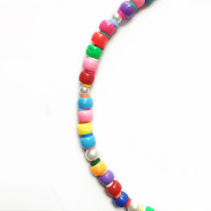 Fashion Rainbow Beads Choker Bohemian Handmade Imitation Pearls Necklace Women Charming Accessories 2022 New Trendy Jewelry