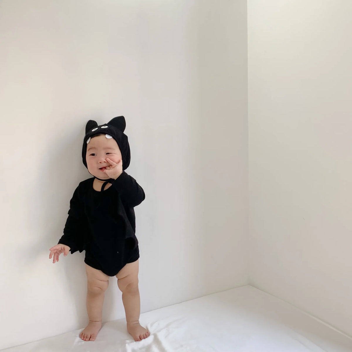 2025 Autumn New Cute Baby Boy Bodysuit Fashion Cartoon Bat Shape Baby Clothes Long Sleeve Infant Girl Jumpsuit + Hat Outfits