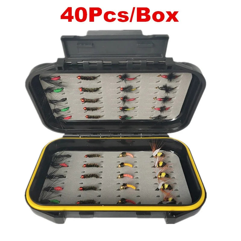 40/78/126Pcs/Box Mixed Styles Fly Fishing Lure Wet/Dry Nymph Artificial Flies Bait Pesca Tackle Trout Carp Kit