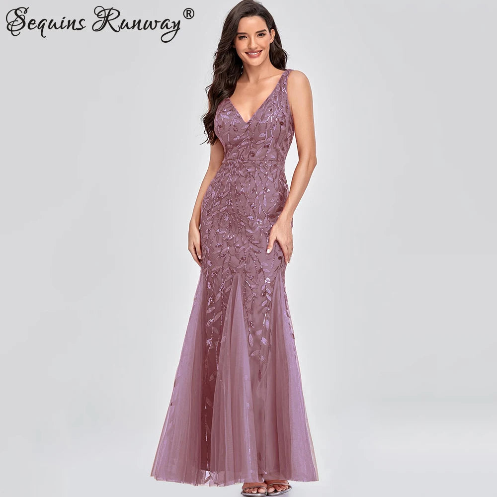 Sexy vintage Maxi Sequin cocktail Dress bridesmaid Prom Dresses for Women Casual Party Long sleeve club Bodycon Dress vestidos