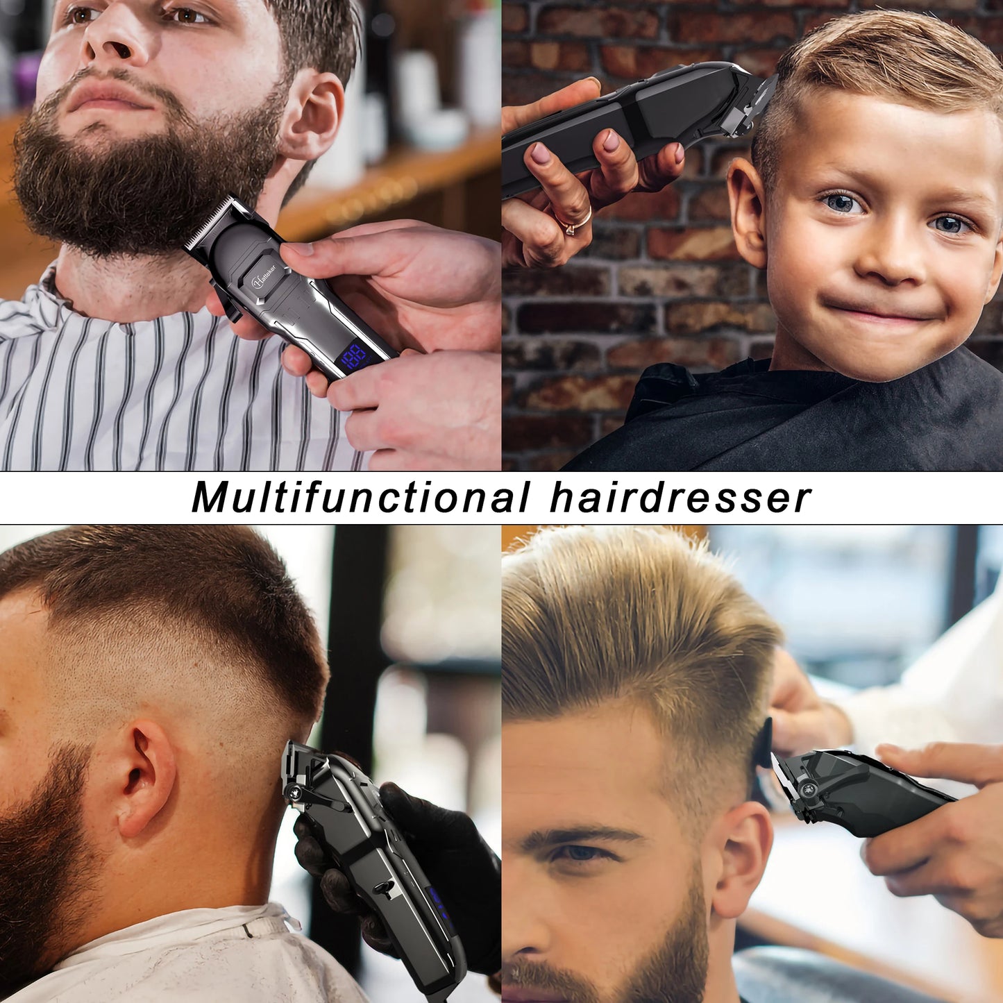 HATTEKER Professional Electric Hair Clipper for Man USB Cordless Hair Trimmer Barber Machine with Hairdressing Set