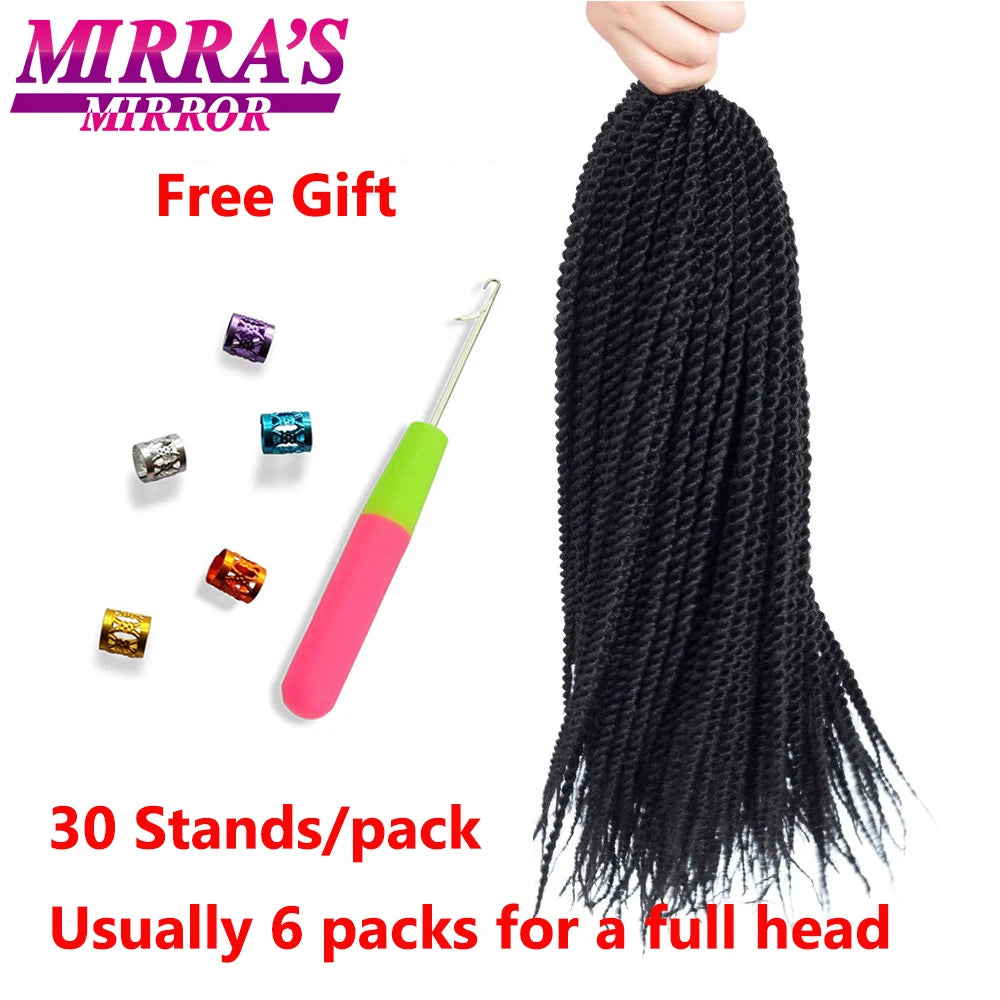 Senegalese Twist Crochet Hair 14/18/22 Inch Synthetic Mini Senegalese Crochet Braids for Black Women 30 Roots/Pack Braiding Hair