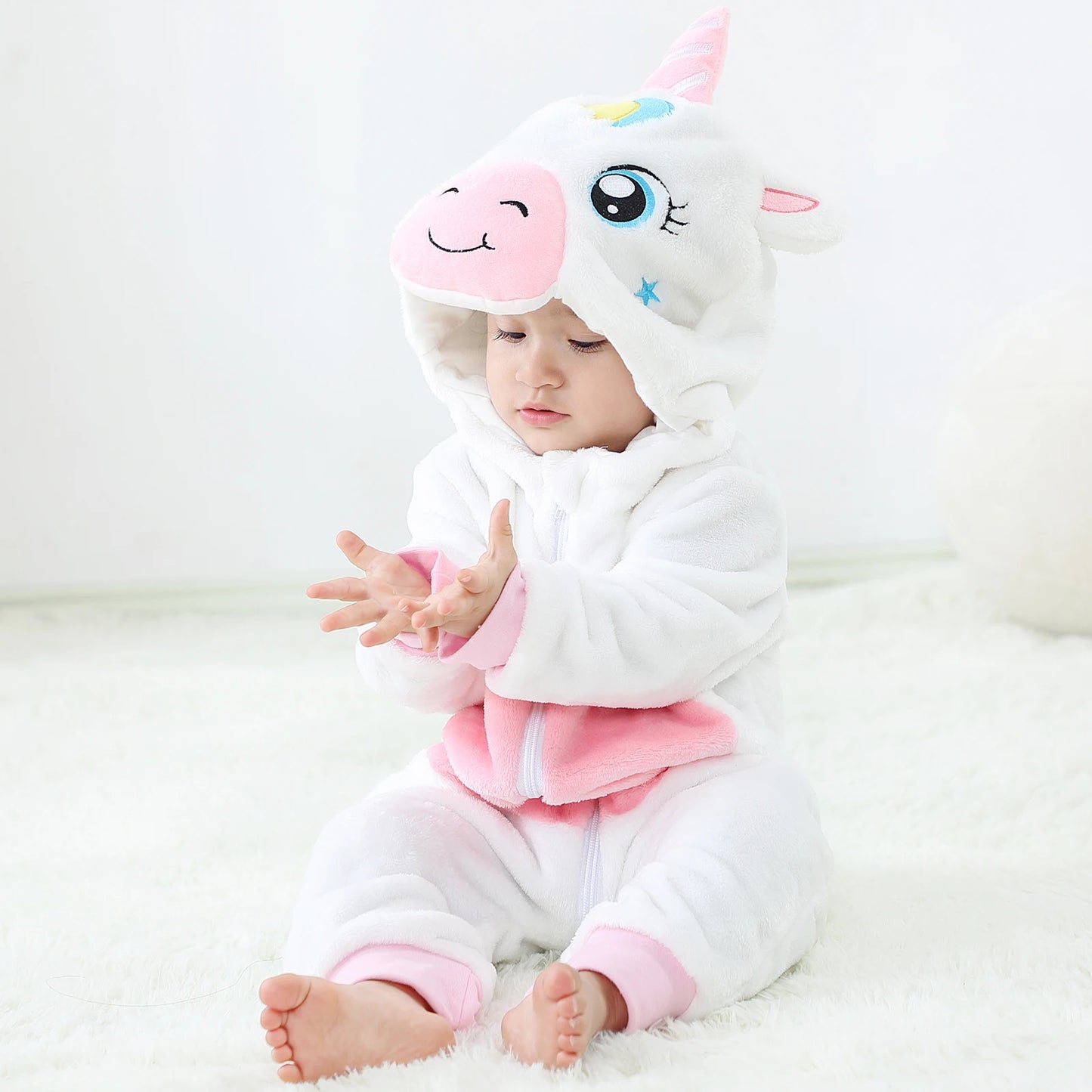 Baby Kigurumi Penguin Lion Cat Animal Cosplay Costume Winter Plush Jumpsuit for Toddler Boys 1 to 2 3 4 Years Baby Girl Outfits