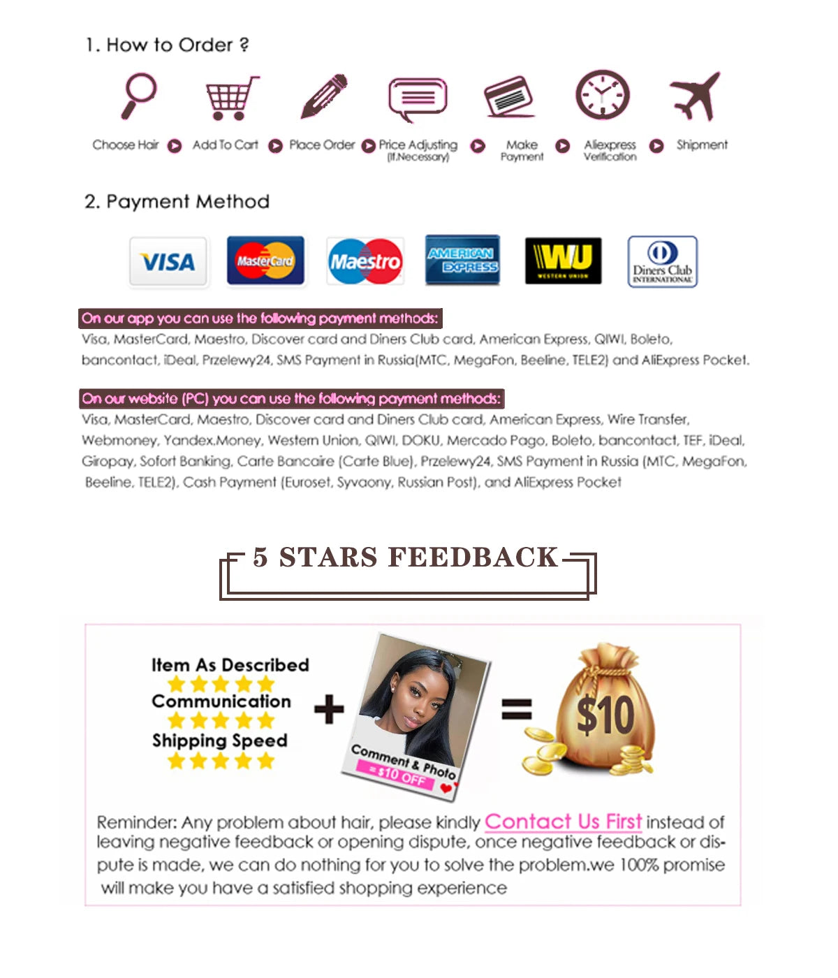 Custom Wig Order Link - Confirm Style/Length/Cap Size with CS First | Exact Price Adjustment | Safe AliExpress Payment