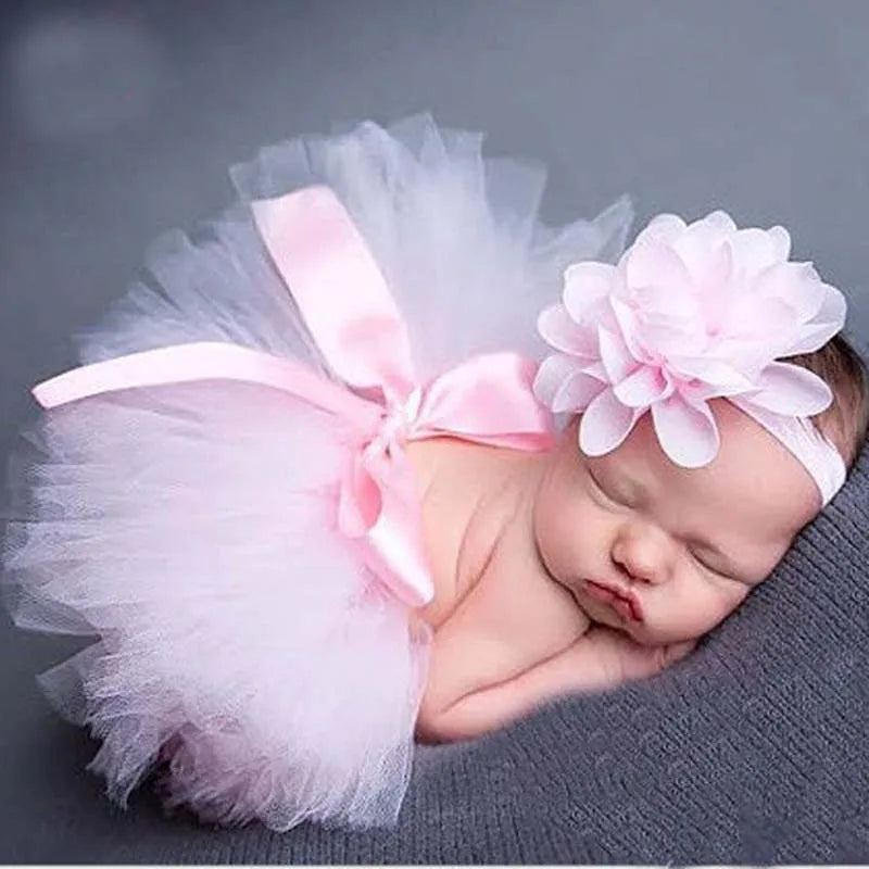 Pale Pink Baby Tutu Skirt and Headband Set Newborn Photography props Infant Cake Smash Tutus Outfit Shower Gift