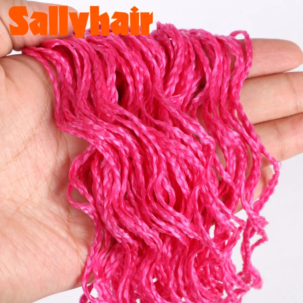 Sallyhair Synthetic Braids Thin Box Braids Crochet Braiding Hair Colorful Zizi Braids Extensions Grey Pink Black Brown Hair