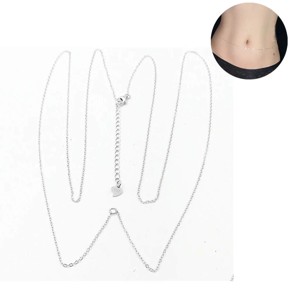 925 sterling silver Body Jewelry Sexy Chest Chain Belly Chains for Women Waist Chains Female Body Girl