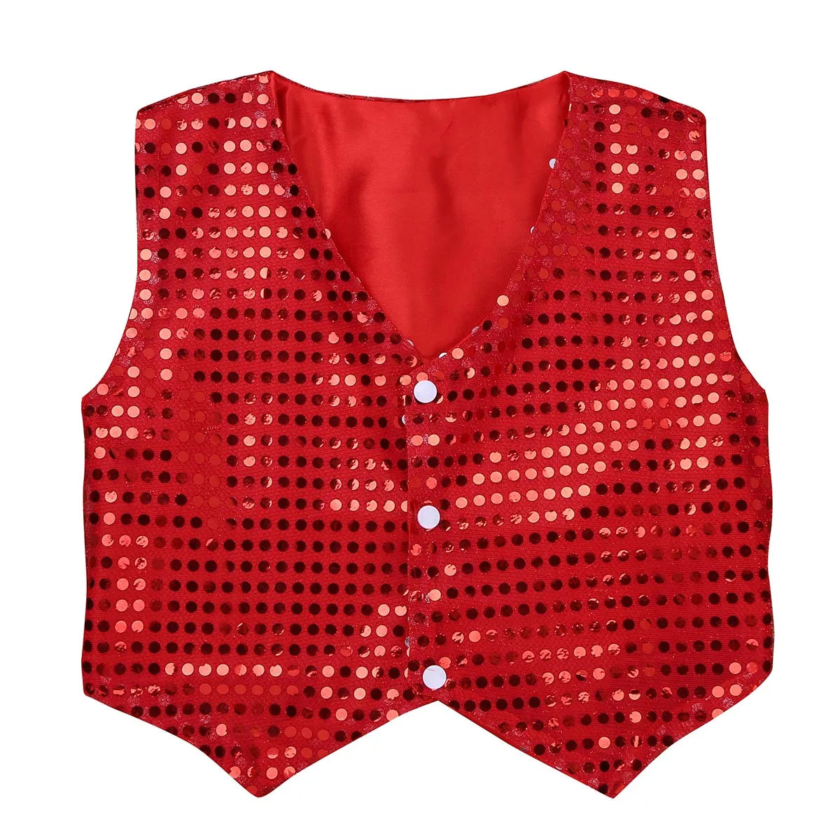 Children Boys Girls Shiny Sequin Vest Waistcoat Hip Hop Jazz Street Dance School Choir Costume Halloween Carnival Party Clothes