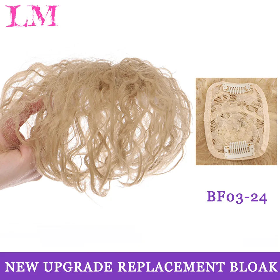 LM Hair Bangs for Mens Clips in Real Hair Bang Cover High Forehead 100% Human Hair Bangs Fringe Extension for Volume