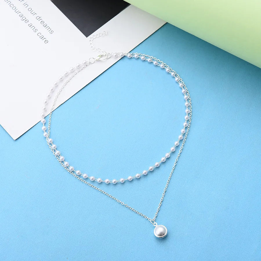 Elegant Big White Imitation Pearl Beads Choker Clavicle Chain Necklace For Women Wedding Jewelry Collar 2021 New