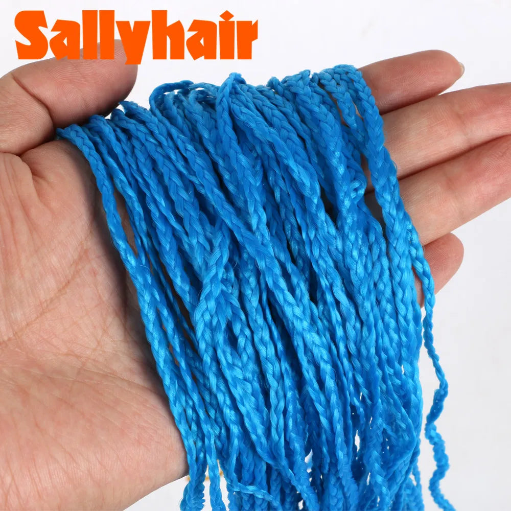 Sallyhair Synthetic Braids Thin Box Braids Crochet Braiding Hair Colorful Zizi Braids Extensions Grey Pink Black Brown Hair