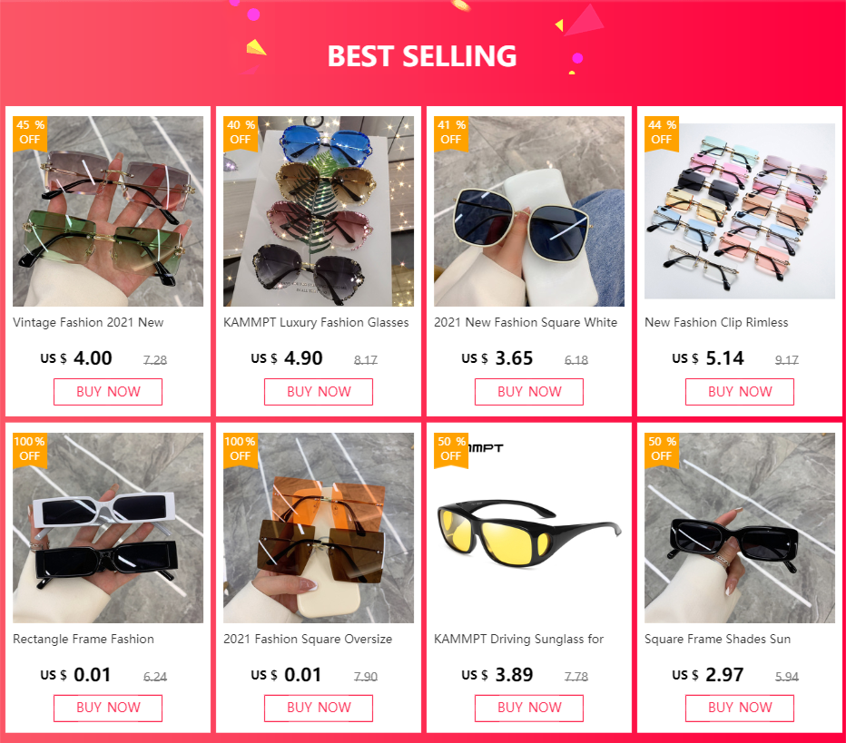 Vintage Fashion 2021 New Sunglasses Rimless Frameless Rectangle Shades Gradient UV400 Summer Traveling Sun Glasses for Women