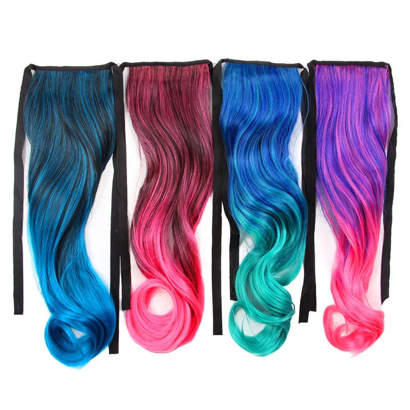 Synthetic Ponytail Long Straight Wrap Around Ponytail Hair Extension Heat-Reistant Fiber Pony Tail Fake Hairpieces For Women