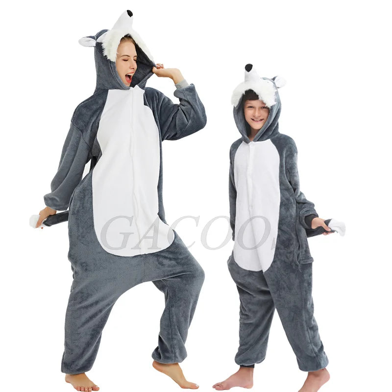 New Animal Unicorn Pajamas Adults Winter Sleepwear Kigurumi Wolf Panda Unicornio Pyjamas Women Onesie Anime Costumes Jumpsuit