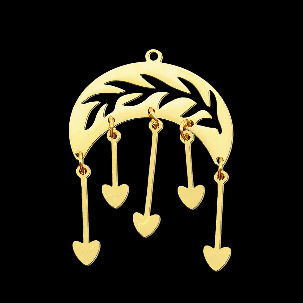 10pcs/lot Hollow Lotus Rose Flower DIY Charms 316 Stainless Steel Women Wholesale Jewelry Round Leaf Tassels Necklace Pendant