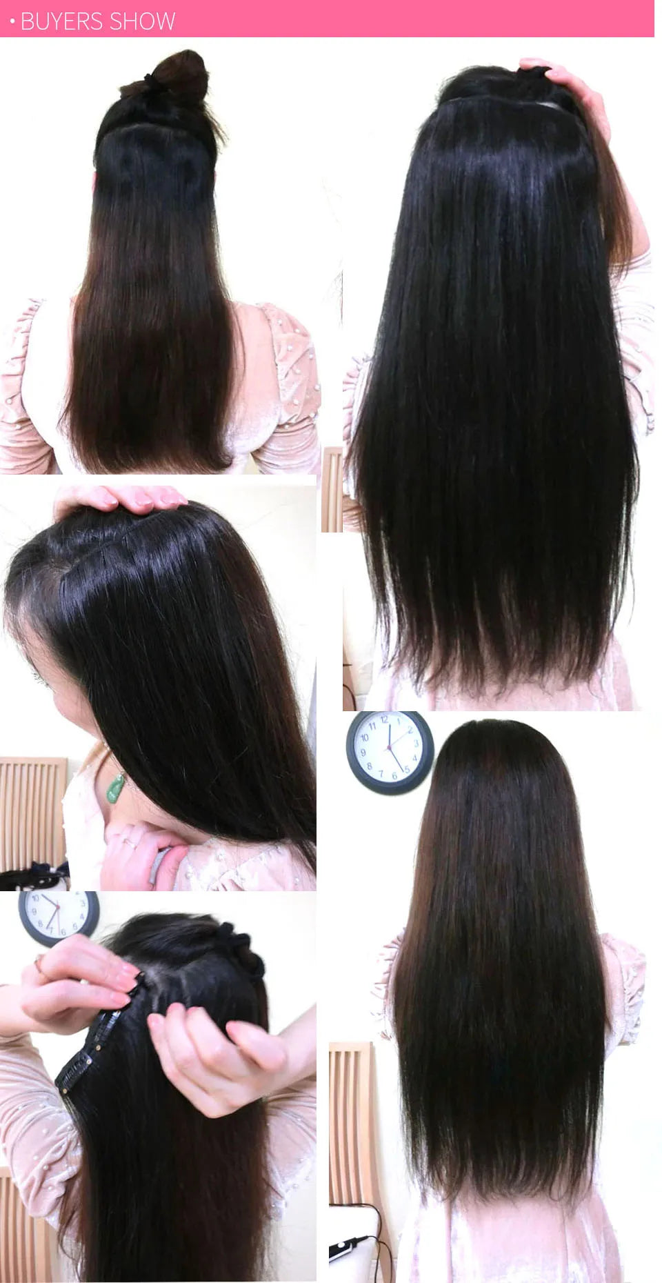 ZZHAIR 100% O Brazilian Human Remy Hair Extensions 16"-24" 2pcs Set 70g 80g Clips-in Two Pieces 2x10cm Natural Straight
