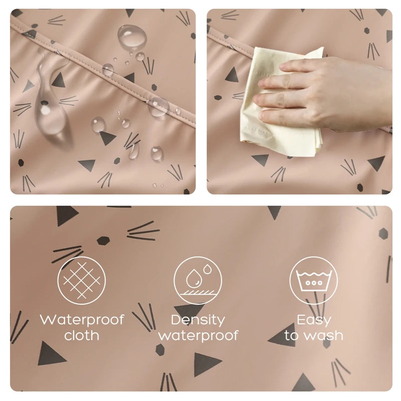 Let's Make Bib with Pocket Baby Stuff Children Accessories Feeding Drawing Apron Waterproof Adjustable Cute Print Bibs