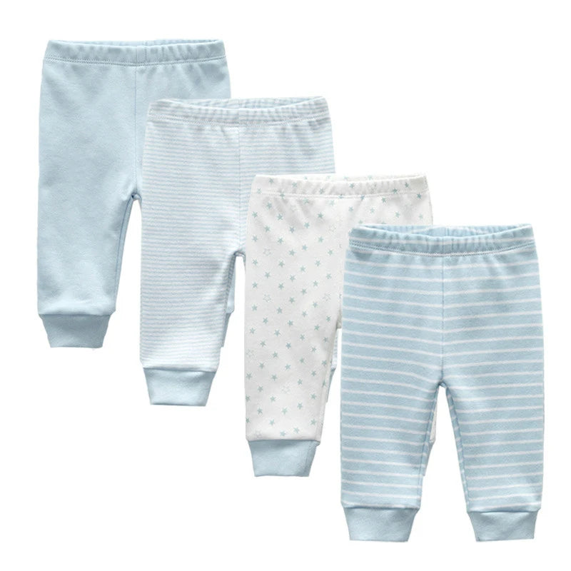 Solid Color 100%cotton Newborn Baby Pants 3/4Pieces Baby Girl Trousers 0-24M Soft Cartoon Print Baby Boy Pants Accessories