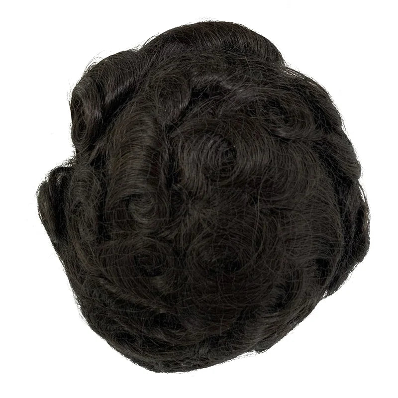Men Toupee Lace NPU Human Hair Wig Indian Human Hair System Male Hairpiece Natural Wave Hair Pre-Plucked Hairline With Grey Hair