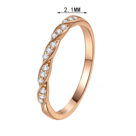Elegant Iced Out VVS1 Round Brilliant Cut Moissanite Ring  925 Sterling Silver Champagne Gold Plated 0.12CT Engagement Ring