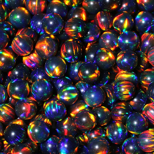 Free Shipping Glass Jewelry Material Heat Resistant Ball Beads Top Fire Synthetic Gilson Opal Stone