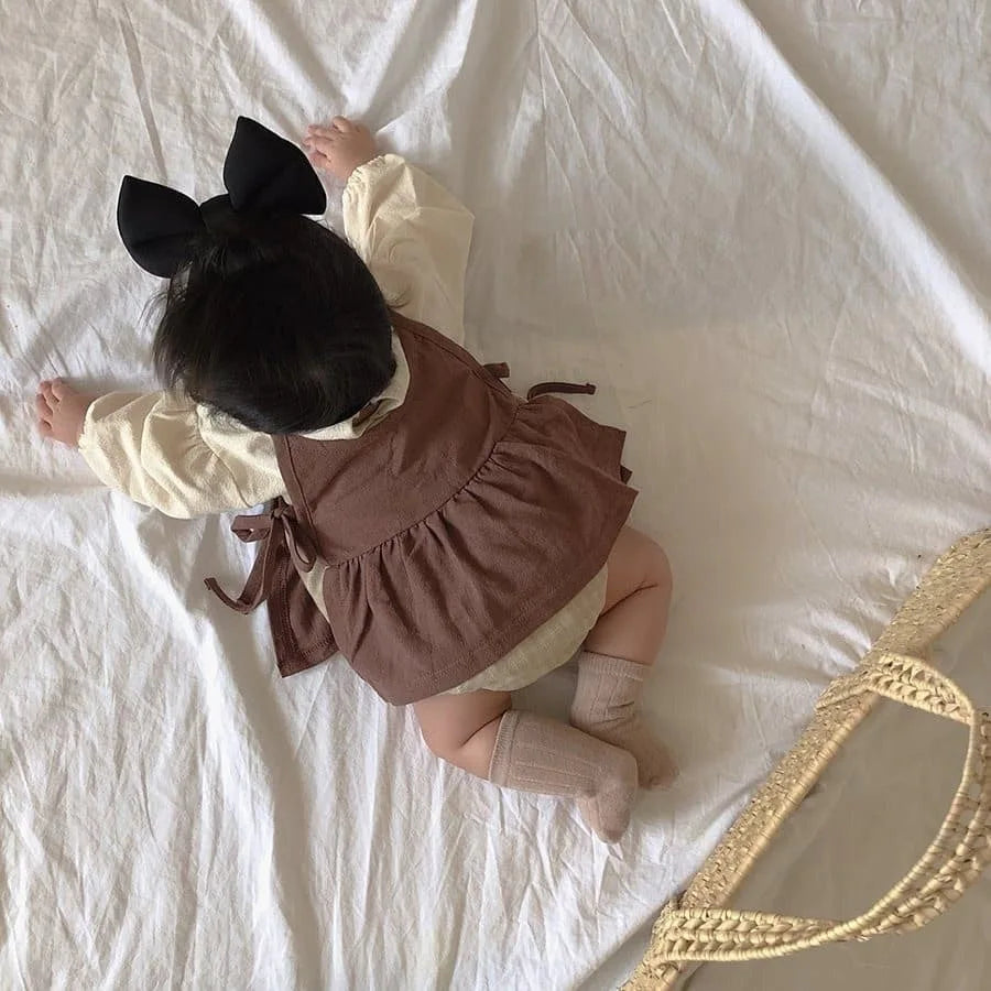2026 Autumn Baby Clothes 2pcs Set Siblings Clothes Infant Girls Bodysuit Big Sisters Dress Toddler Suit