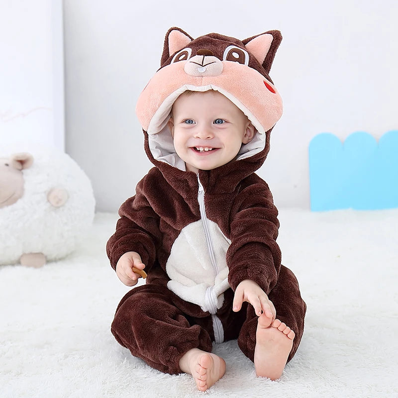 Baby Kigurumi Penguin Lion Cat Animal Cosplay Costume Winter Plush Jumpsuit for Toddler Boys 1 to 2 3 4 Years Baby Girl Outfits