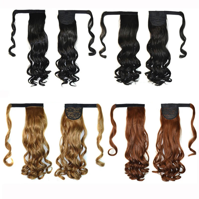 Synthetic Ponytail Long Straight Wrap Around Ponytail Hair Extension Heat-Reistant Fiber Pony Tail Fake Hairpieces For Women