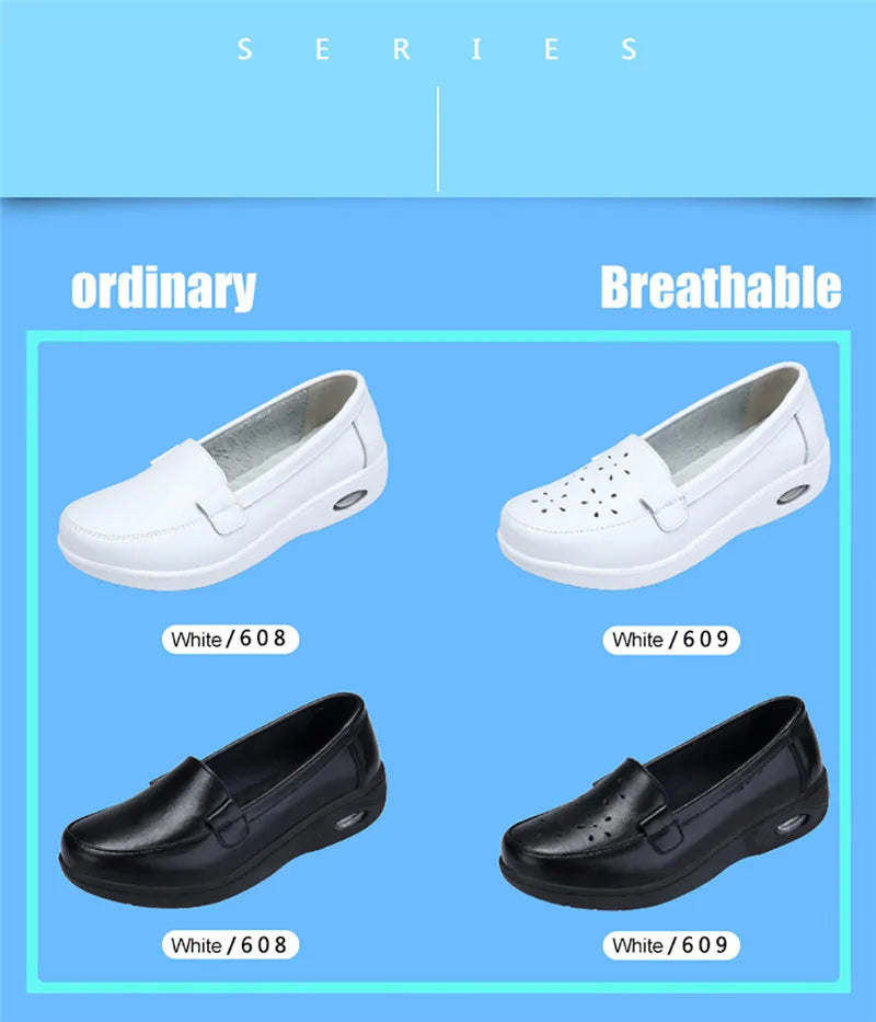 BEYARNE Four Seasons woman Pure black and white soft platform full sole nurse air cushion Shoes Women Genuine shoesL007