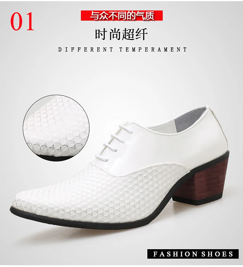 Man Dress High Heel Shoes Handmade Italian Style Party Wedding Men Shoes High Quality Leather Business Formal Elevator Shoes Men