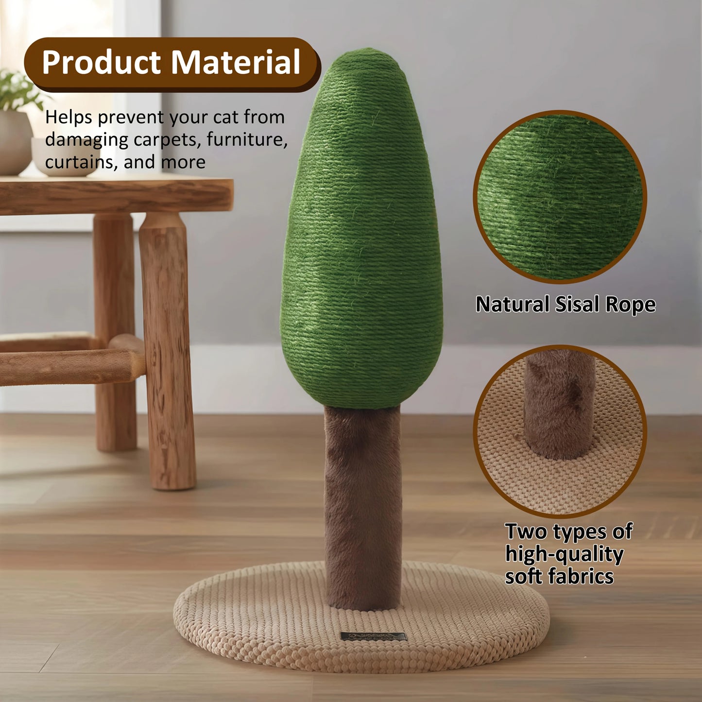 Creative Pine Tree-shaped cat Scratching Post Stable Circular Base cat Scratching Post  Indoor Interactive cat Scratching Post