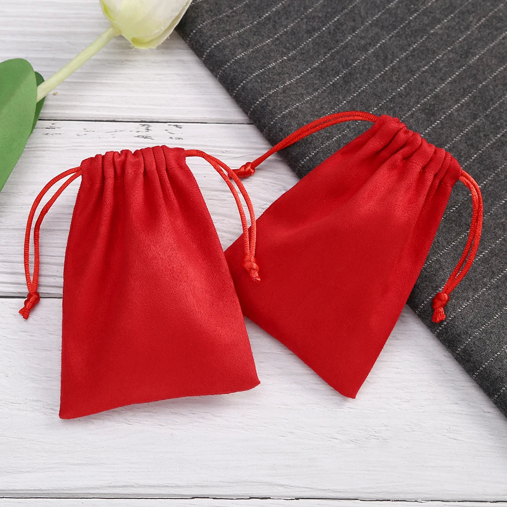 50pcs 7x9cm Light Blue Flannel Drawstring Packing Jewelry Packaging Display Luxury Velvet Suede Pouches Wedding Favors Gift Bags