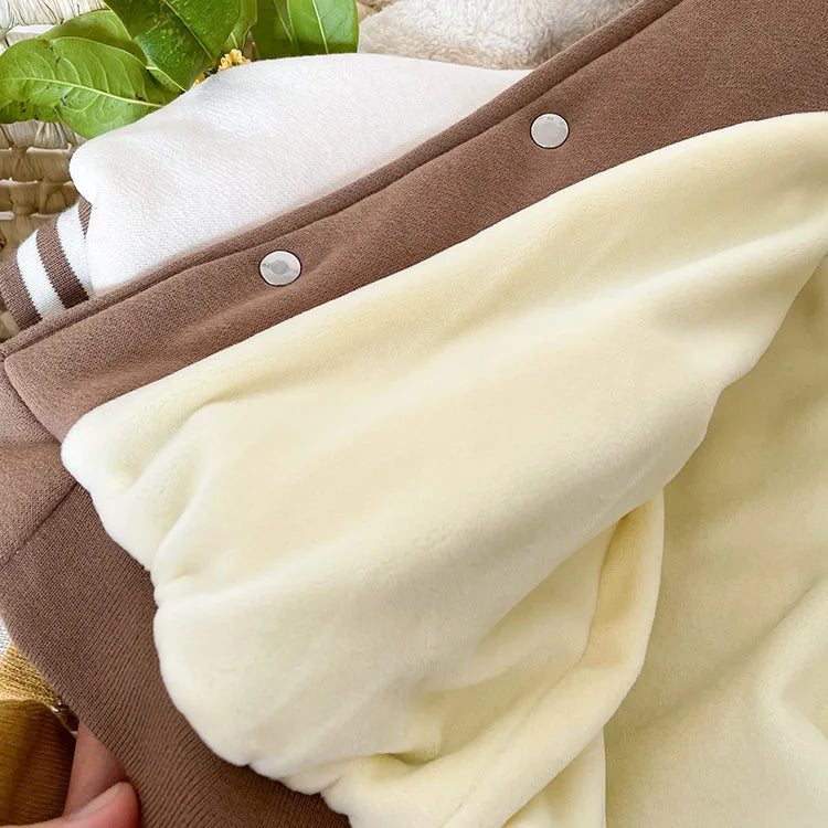 Toddler Infant Baby Boys Girls Clothes Cute Fleece Winter Warm Baby Jacket Casual Baseball Uniform Outerwear Kids Coat