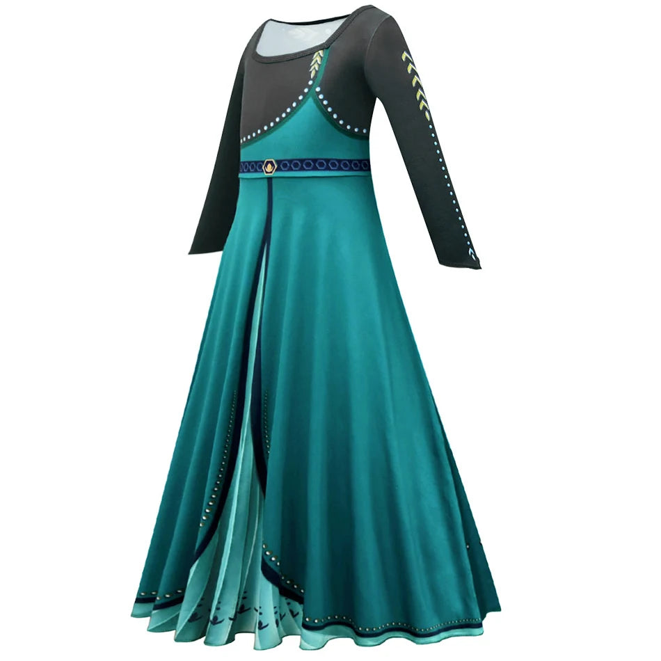 Elsa Anna 2 Dress Girls Princess Carnival Party Halloween Cosplay Costume Snow Queen Vestido Children Clothing For 2-12 Years