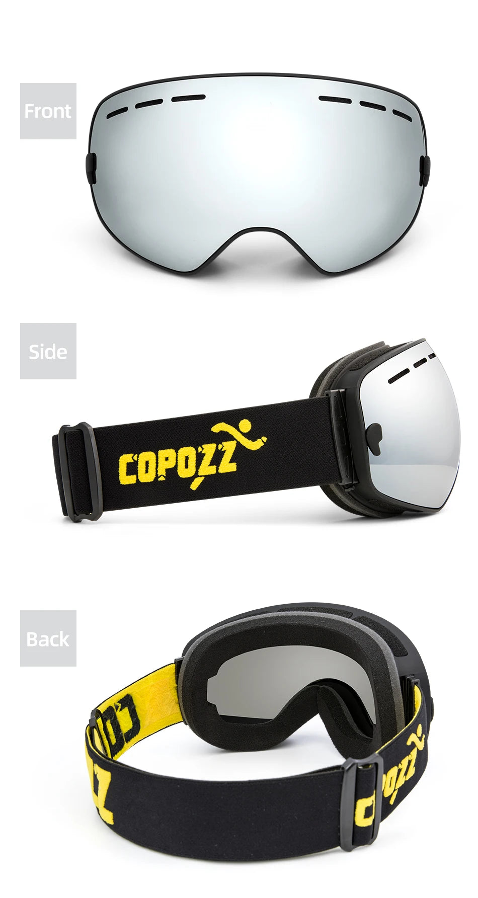 COPOZZ Brand Ski Goggles Men Women Snowboard Goggles Glasses For Skiing UV400 Protection Skiing Snow Glasses Anti-Fog Ski Mask