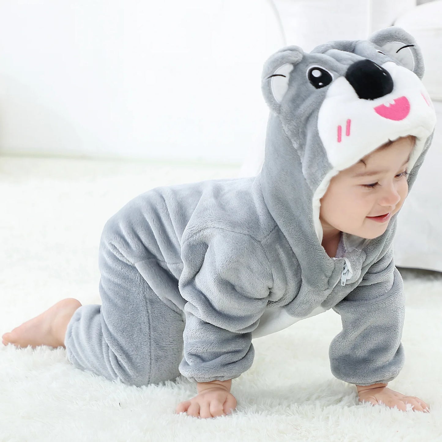 Baby Kigurumi Penguin Lion Cat Animal Cosplay Costume Winter Plush Jumpsuit for Toddler Boys 1 to 2 3 4 Years Baby Girl Outfits