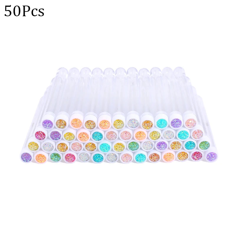 50Pcs Eyelash Brush Mascara Tube Crystal Eyebrow Brushes Disposable Comb Dust-proof Lash Extension Supplies Cosmetic Makeup Tool